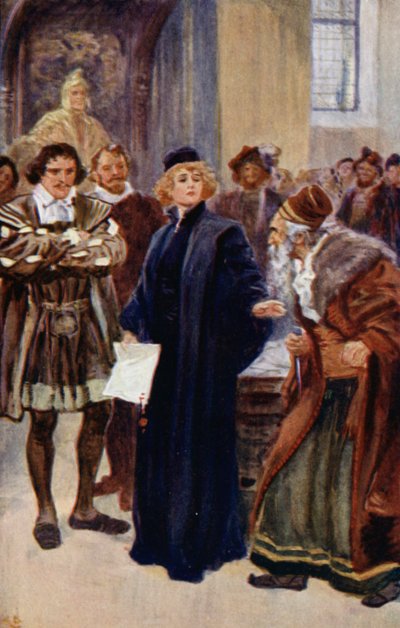 Portia, "Biraz uğraş, Yahudi," dedi. by Gordon Frederick Browne