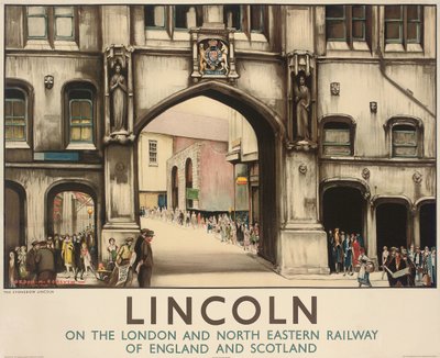 Bir Londra ve Kuzey Doğu Demiryolu posteri reklam treni Lincoln'e seyahat ediyor by Gordon Mitchell Forsyth