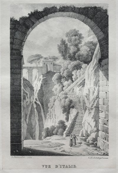 Vue dItalie, 1820. by Gottfried or Godefroy Engelmann