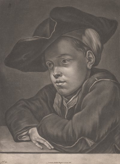 Bir Masada Oturan Çocuk by Gottlieb Heiss