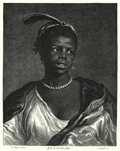 Siyah bir kadın portresi (gravür) by Govaert (after) Flinck