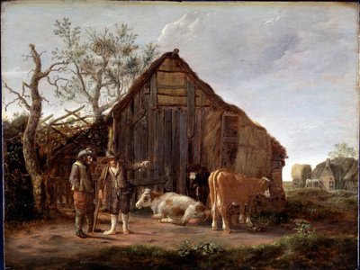 İneklerle İki Köylü by Govaert Camphuysen