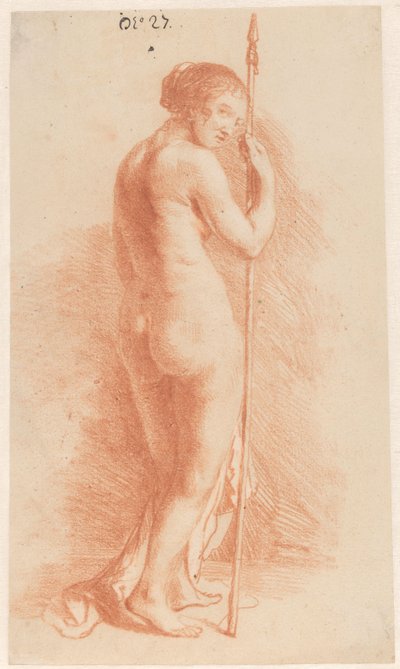 Bir mızrak ile duran kadın by Govert Flinck (attributed to)
