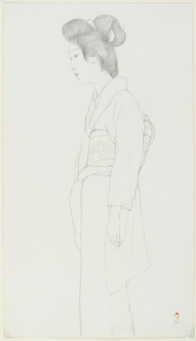 (Duran bir kadın çizimi), 20. yüzyılın başları by Goyo Hashiguchi