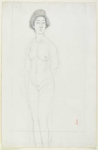 Önden Pozlanmış Bir Çıplak Çizimi, 20. yüzyılın başlarında by Goyo Hashiguchi