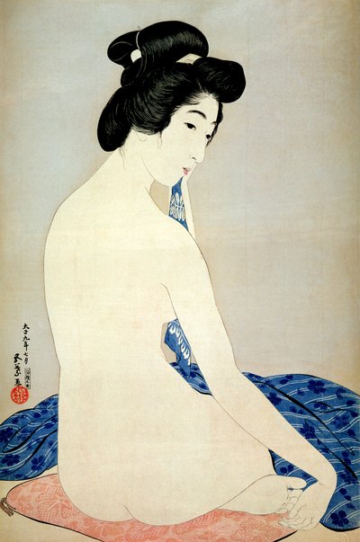 Banyodan sonra kadın, Shosaburo Watanabe tarafından yayınlandı, 1920, (renkli tahta baskı) by Goyo Hashiguchi