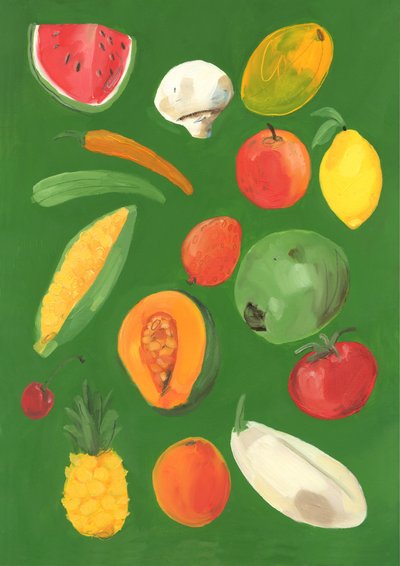 Meyve, 2013 (kağıt üzerine yağlı boya) by Grace Helmer