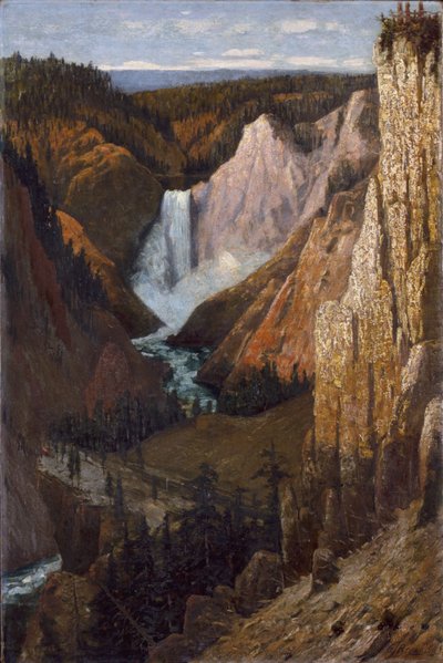Aşağı Şelalelerin görünümü, Yellowstone Büyük Kanyonu, 1890. by Grafton Tyler Brown