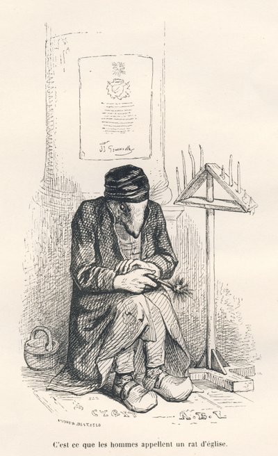 Kilise faresi. JJ Granville tarafından gösterilen vinyetler. Gravür, Edouard Lemoine