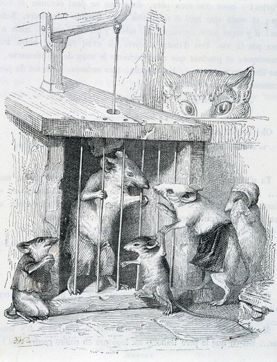 Parçalanmış ailesi tarafından çevrili kapana kısılmış fare - Grandville tarafından by Grandville