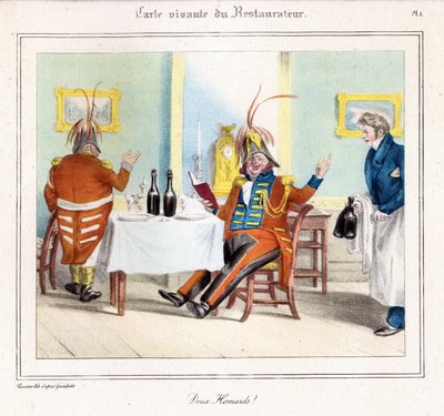 Lokantacı Yaşam Haritası: İki Istakoz! 1831-32 (litografi) by Grandville