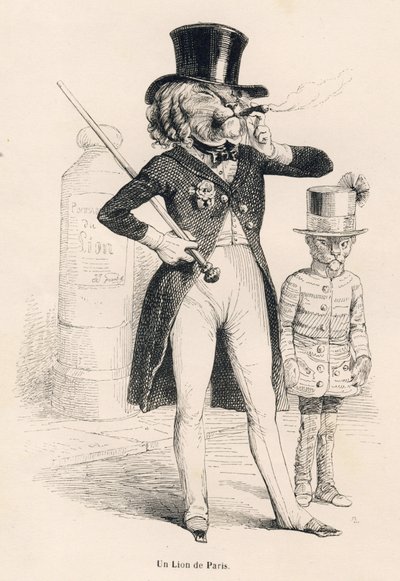 Paris Aslanı. JJ Granville tarafından gösterilen vinyetler. Gravür, Honore de Balzac