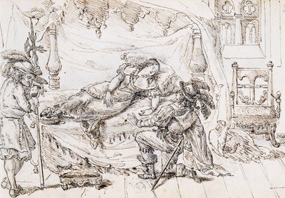 Uyuyan Güzel, Charles Perrault (1628-1703) tarafından peri masalı için illüstrasyon, Grandville (1803-1847) tarafından gravür by Grandville