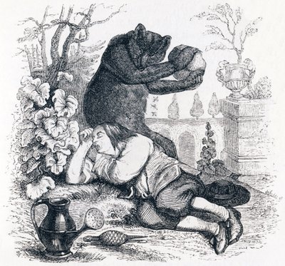 Ayı ve bahçe aşığı - La Fontaine'in Masalları by Grandville
