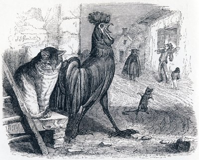 Yaldız, kedi ve fare - La Fontaine'in Masalları by Grandville