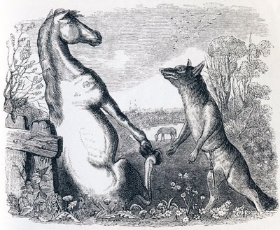 At ve Kurt - La Fontaine Masalları by Grandville