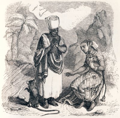 Fare bir kız olarak metamorfozlanır - La Fontaine'in Masalları by Grandville