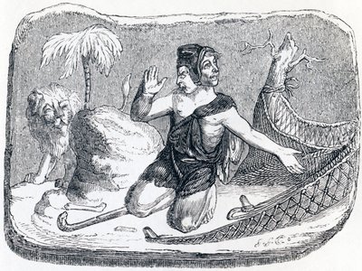 Patre ve aslan - La Fontaine'in Masalları by Grandville