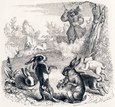 Tavşanlar - La Fontaine'in Masalları by Grandville