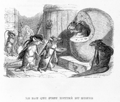 Dünyadan çekilen fare - “” Masallar” da La Fontaine de, hasta. Grandville tarafından by Grandville
