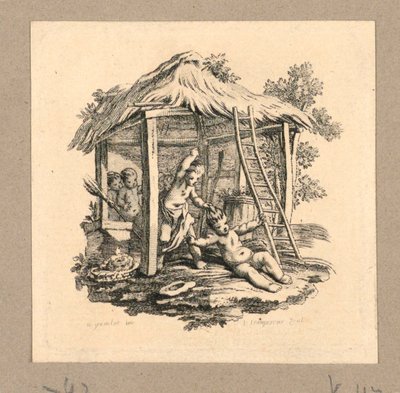 bir kız bir erkeğe şaplak atıyor by Gravelot