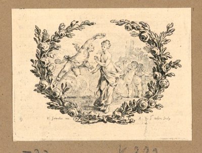 Bir Kızı Taçlandıran Bir Putto by Gravelot