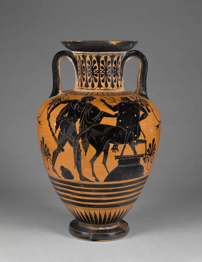 Atina Attika siyah figür boyunlu amfora, Herakles ve centaur, yaklaşık MÖ 480-60 (pişmiş toprak) by Greek