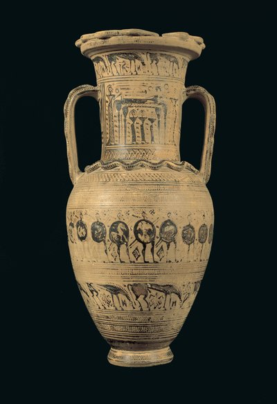 Attic amphora, Geç Geometrik II B Dönemi (MÖ 720-700) (boyalı kil) by Greek