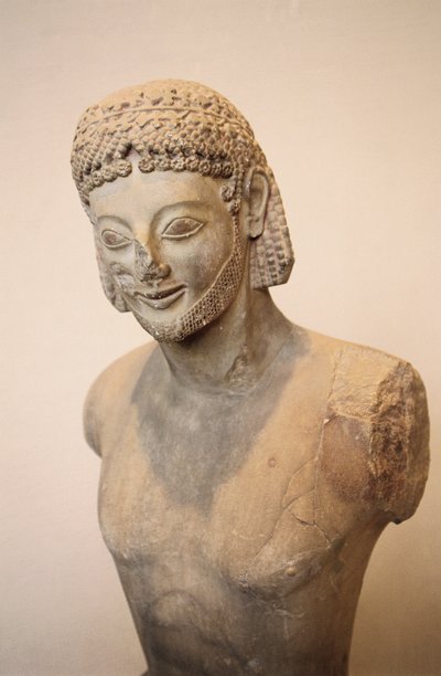 Rampa binicisi, mermerden atlı heykeli, yaklaşık MÖ 550, Yunan uygarlığı, MÖ 6. yy Detay by Greek