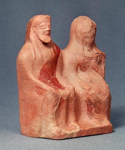 Enthroned iki figür, MÖ 6. yy sonu (seramik) (ayrıca bkz. 293748) by Greek
