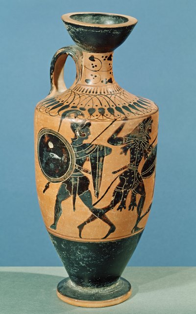 Herkül ve Amazonları betimleyen Attic Style Lekythos (seramik) by Greek School