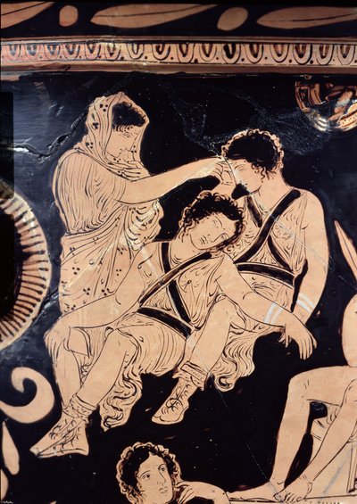 Apulialı Eumenides Ressamı, MÖ 380 dolaylarında (çömlek) (detay) by Greek School