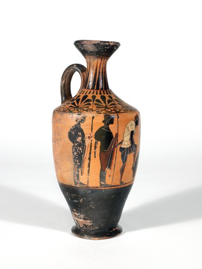Lekythos, Savaş için silahlanan savaşçılar, MÖ 510-500 by Greek School