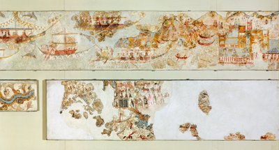 Deniz seferleri, Akrotiri freski, Thera (bugünkü Santorini), Yunanistan, Minos Uygarlığı by Greek School