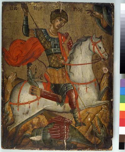 Aziz George Ejderhayı Öldürüyor, ikon, Girit-Venedik Okulu, by Greek School
