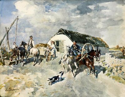 Çiftlikte (kağıt üzerine sulu boya) by Gregor von Bochmann