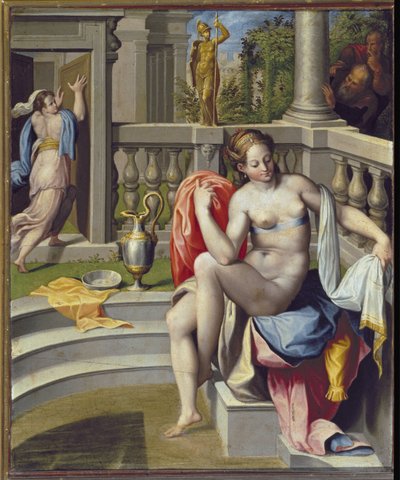 Suzanne banyoda - Ahşap üzerine yağlı boya by Gregorio Pagani