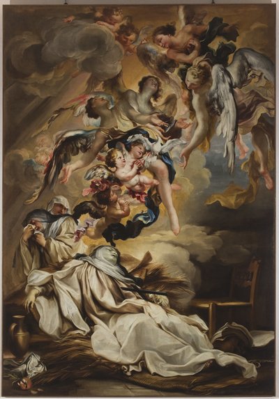 Saint Scholastica'nın ölümü, yaklaşık 1700 (tuval üzerine yağlı boya) by Gregorio De Ferrari