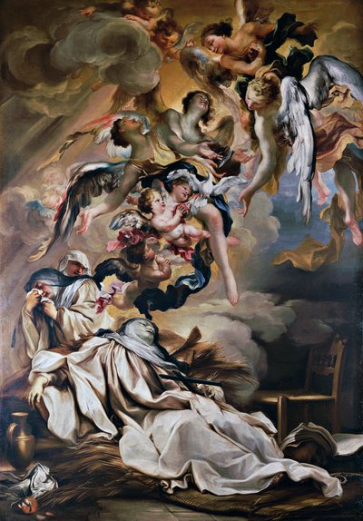 Aziz Scholastica'nın Ölümü, yazan Gregorio de' Ferrari (1644-1726), Aziz Stephen Kilisesi, Cenova, Liguria, İtalya by Gregorio De Ferrari