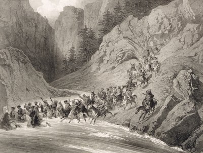 Karadeniz yakınlarındaki bir Baskında Tcherkersseians, levha 4, Kafkasya üzerine bir kitaptan, Eugene Ciceri (1813-90) ve Adolphe Jean-Baptiste Bayot (1810-66) tarafından oyulmuş, Alfred Leon Lemercier, P. by Grigori Grigorevich Gagarin