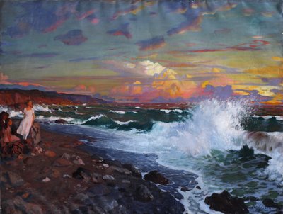 Gun batimi. Deniz kıyısı, 20. yüzyılın başı. by Grigori Mikhailovich Bobrovsky