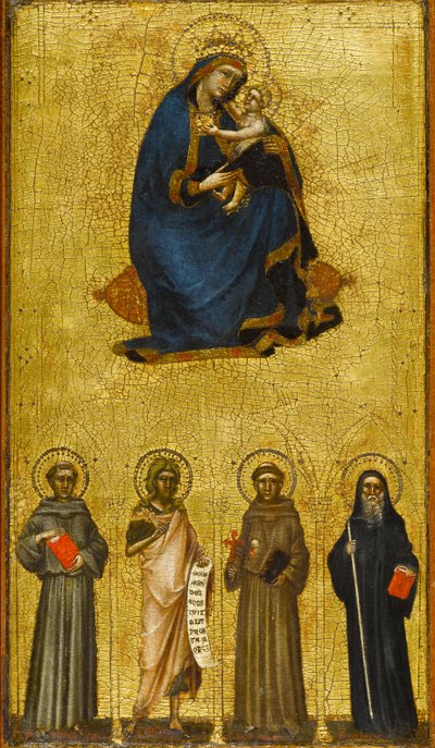 Azizler ile Madonna ve Çocuk, 1360 dolaylarında (kavak panelinde tempera ve altın varak) by Guariento di Arpo