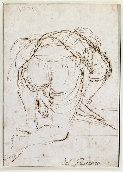 Adam diz çökmüş - karakalem by Guercino