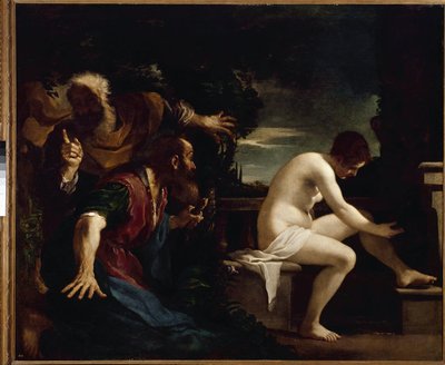 Suzanne ve Yaşlılar - Tuval üzerine yağlı boya by Guercino