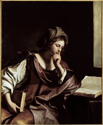 Samoslu Sibyl (Samoslu) - Tuval üzerine yağlı boya by Guercino
