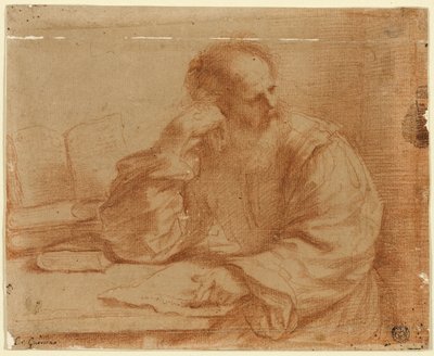 Masada Oturan Sakallı Adam by Guercino