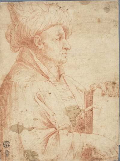 Kitaplı Sarıklı Adamın Büstü by Guercino