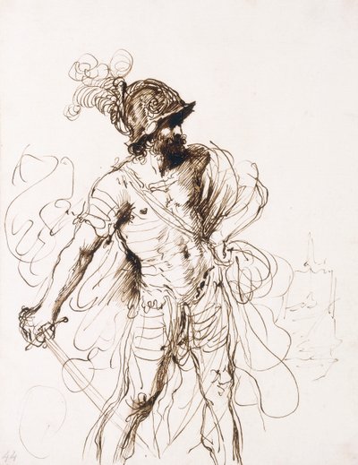 Mars, Kılıcı Çekilmiş, Sağa döndü, by Guercino