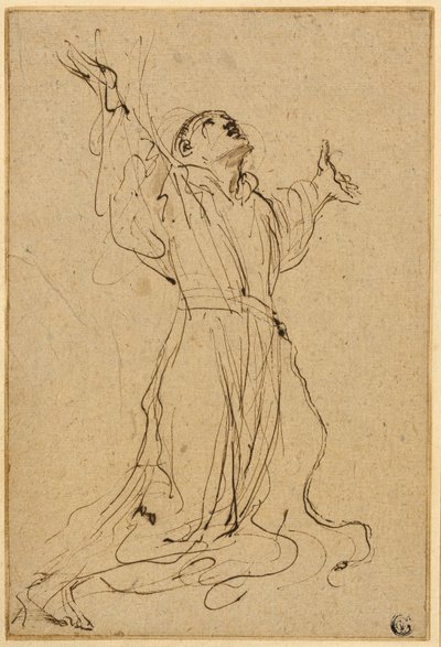 Stigmata'yı Alan Aziz Francis için Çalışma by Guercino