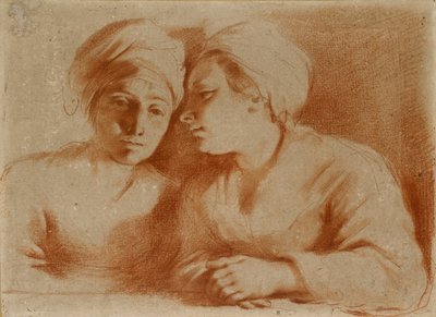 Oturan İki Kadın, 17. Yüzyılın ortalarında by Guercino